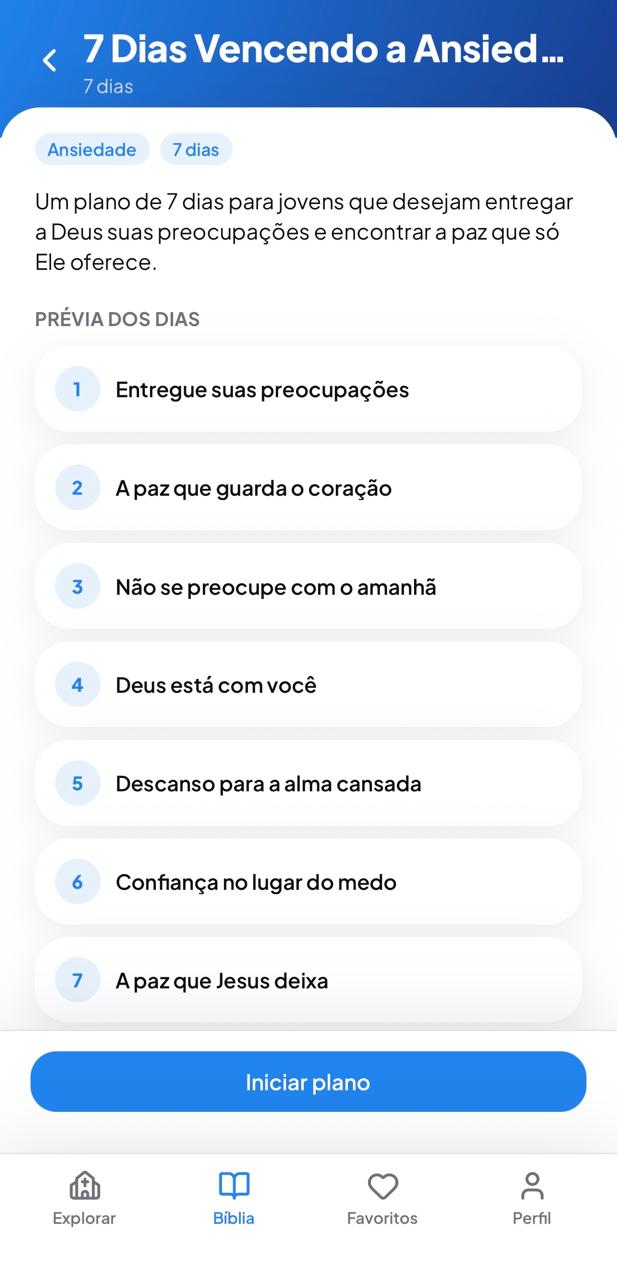 Plano de leitura de 7 dias no Sanctuo